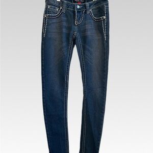 EIGHTY EIGHT   Dark Blue Skinny Jeans with White Accents SIZE 1